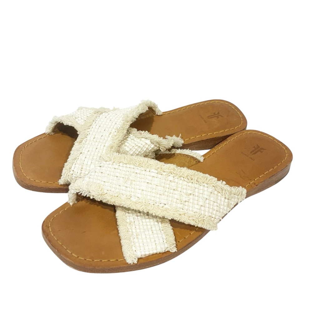 Frye Hayley Frayed Slides Sandals‎ Womens Size 7